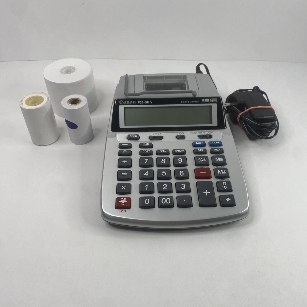 Canon Desktop Printing Calculator P23-DH V Clock&Calendar 12 Digits MINT/TESTED!